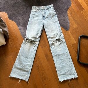 Zara ripped straight jeans